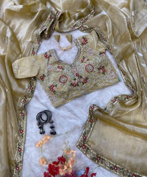 Organic Golden Designer Burberry Silk Saree with Handwork Blouse at Wholesale Rate Designer Wedding Sarees Wholesale