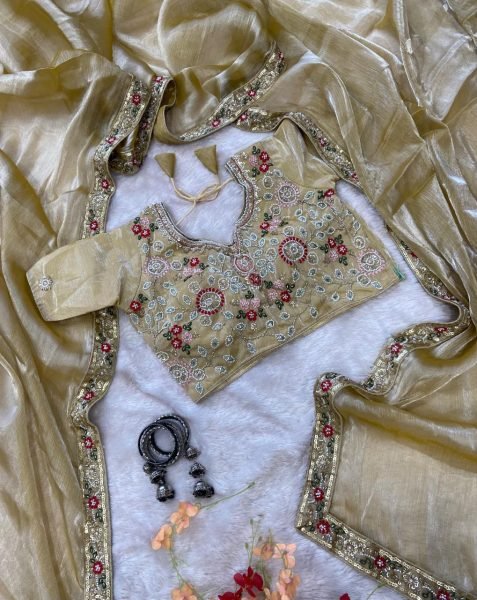 Organic Golden Designer Burberry Silk Saree with Handwork Blouse at Wholesale Rate Designer Wedding Sarees Wholesale