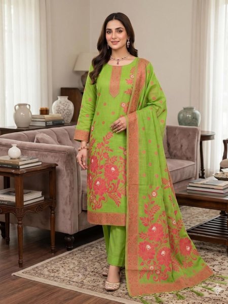 Organic Green Stylish Pichwai Weaving Dress Material for Boutique and Reseller Buyers Dress Material 