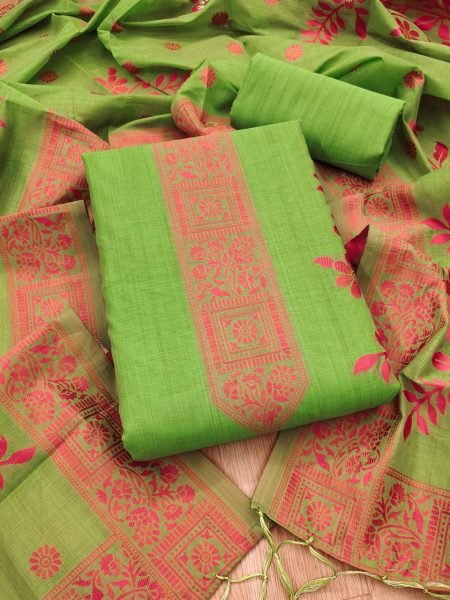 Organic Green Stylish Pichwai Weaving Dress Material for Boutique and Reseller Buyers Cotton Dress Material