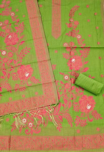 Organic Green Stylish Pichwai Weaving Dress Material for Boutique and Reseller Buyers Cotton Dress Material