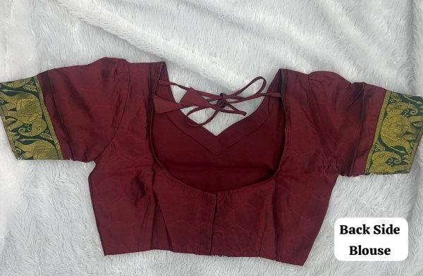 Organic Maroon Heavy Lichi Silk Lehenga Choli with Woven Zari Border for Wedding Wear Half Saree Lehenga
