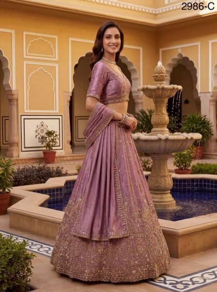 Organic Pink Fendi Silk Lehenga Choli with Peacock Handwork for Bridal Wear Bridal Lehenga Choli