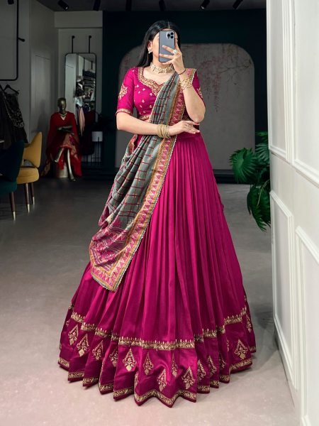Organic Pink Wedding Wear Lehenga with Can Can Flair at Manufacturer Price Designer Lehenga Choli
