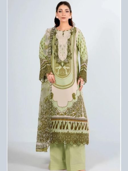 Organic Pista Cotton Patch Work Top with Semi Lawn Bottom at Pakistai Festival 