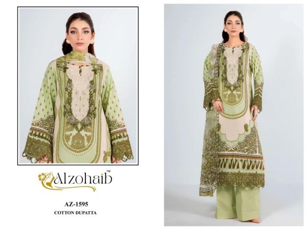 Organic Pista Cotton Patch Work Top with Semi Lawn Bottom at Pakistai Festival Pakistani Suits Wholesale