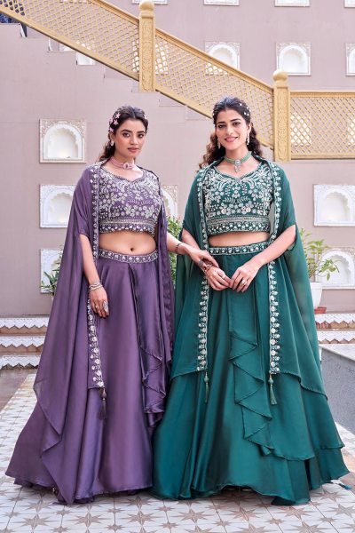 Organic Purple Heavy Work Lehenga with Beads Embroidery for Special Occasions Bridal Lehenga Choli