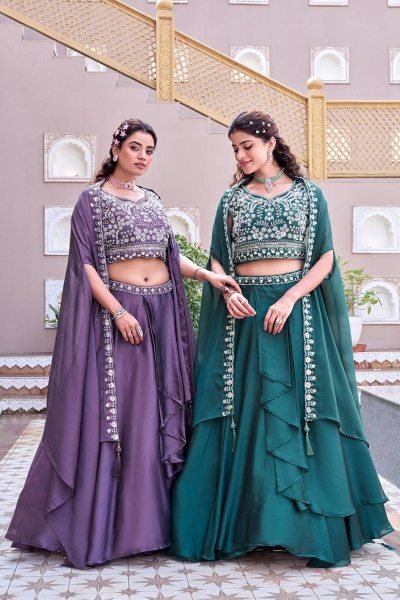 Organic Purple Heavy Work Lehenga with Beads Embroidery for Special Occasions Bridal Lehenga Choli