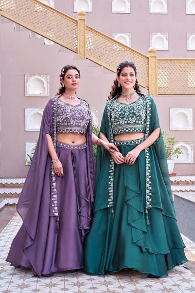 Organic Purple Heavy Work Lehenga with Beads Embroidery for Special Occasions Bridal Lehenga Choli