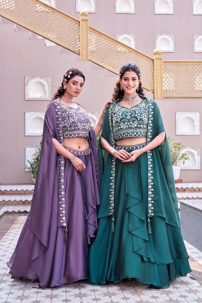 Organic Purple Heavy Work Lehenga with Beads Embroidery for Special Occasions Bridal Lehenga Choli