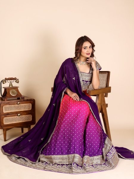 Organic Royal Purple Lehenga with Sequins and Cording Embroidery for Women Designer Lehenga Choli