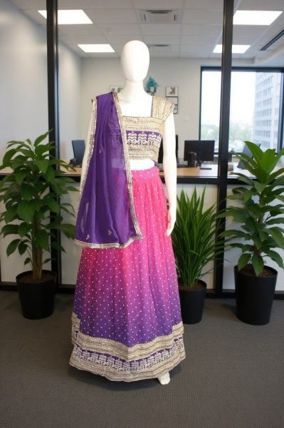 Organic Royal Purple Lehenga with Sequins and Cording Embroidery for Women Designer Lehenga Choli