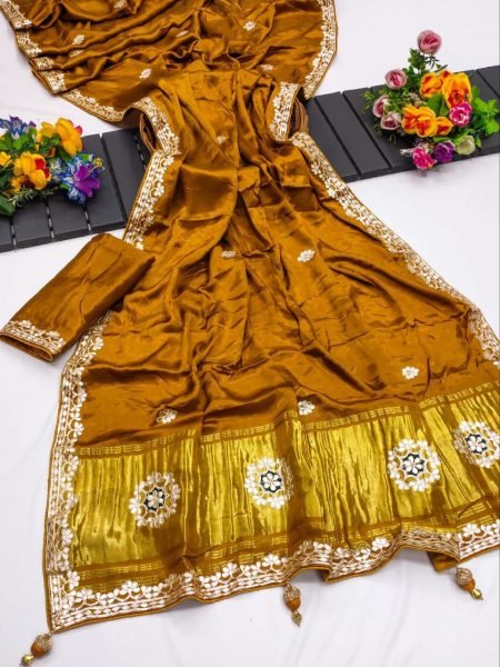 Original Gaji Silk Bandhani Saree with Gota Patti Handwork Perfect for Festive Elegance Bandhej Sarees Wholesale
