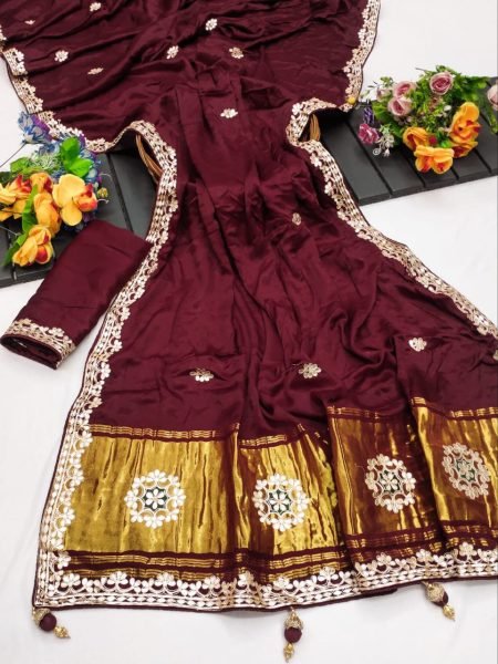 Original Gaji Silk Bandhani Saree with Gota Patti Handwork Perfect for Festive Elegance Bandhej Sarees Wholesale