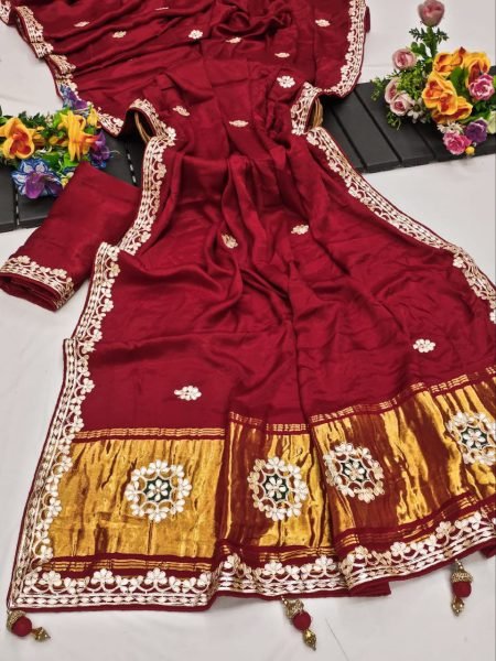 Original Gaji Silk Bandhani Saree with Gota Patti Handwork Perfect for Festive Elegance Bandhej Sarees Wholesale