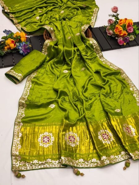 Original Gaji Silk Bandhani Saree with Gota Patti Handwork Perfect for Festive Elegance Bandhej Sarees Wholesale