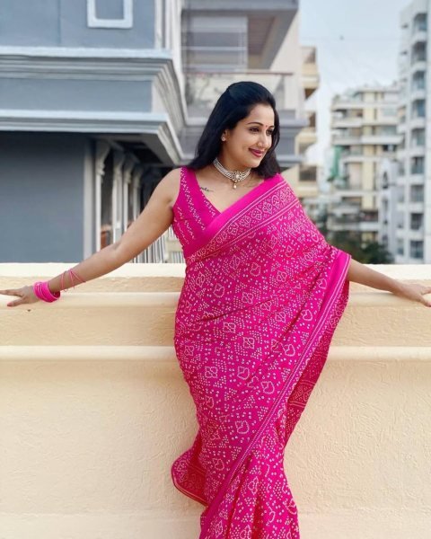 Original Pink Ajrakh Digital Print Saree in Japan Silk Rich Pallu  & Traditional Style Bandhej Sarees Wholesale