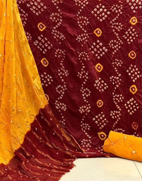 Original Potli Cotton Bandhni Dress Material Bandhani Dress Material