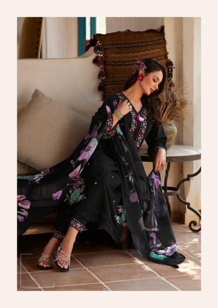 Ornate Black Summer Wear Cotton Kurti Set with Handwork Embroidery and Stylish Dupatta Pakistani Suits Wholesale