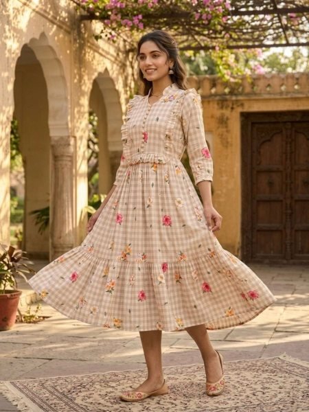 Ornate Cream Lightweight Muslin Kurti for Comfortable Everyday Wear Kurtis