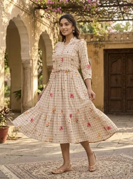 Ornate Cream Lightweight Muslin Kurti for Comfortable Everyday Wear Western Ladies Top Wholesale