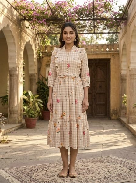 Ornate Cream Lightweight Muslin Kurti for Comfortable Everyday Wear Western Ladies Top Wholesale