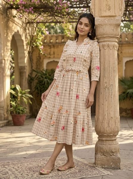 Ornate Cream Lightweight Muslin Kurti for Comfortable Everyday Wear Western Ladies Top Wholesale