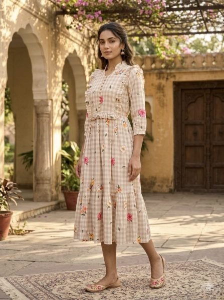 Ornate Cream Lightweight Muslin Kurti for Comfortable Everyday Wear Western Ladies Top Wholesale