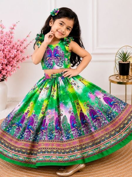 Ornate Green Organza Silk Lehenga with Hand Mirror Work and Designer Blouse 