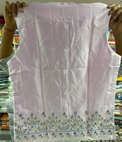 Ornate Lavender Designer Men's Malai Satin Koti Kurta with Polo Pant Kurta Pajama Wholesale