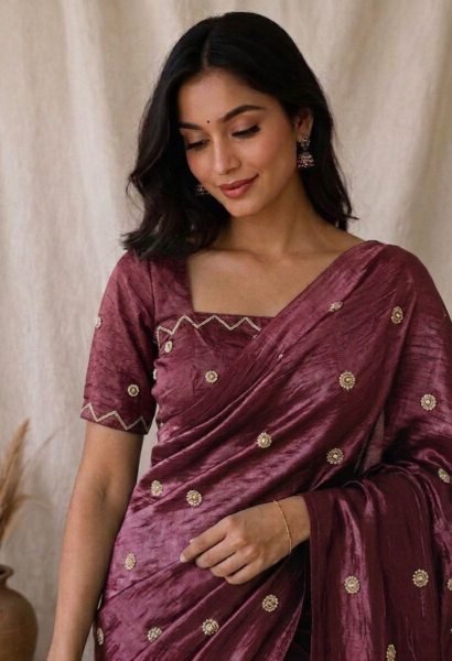 Ornate Maroon Festive Wear Saree with Heavy Handwork Blouse Silk Sarees Wholesale