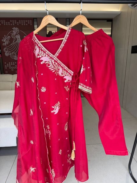 Ornate Maroon Mul Chanderi Long Kurti with Sequin Embroidery and Dupatta at Wholesale Rate Ready To Wear Collection