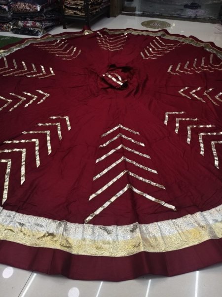 Ornate Maroon Rayon Cotton Lehenga with 1 Meter Matching Blouse Fabric For Family Functions  Navratri Lehnega Choli