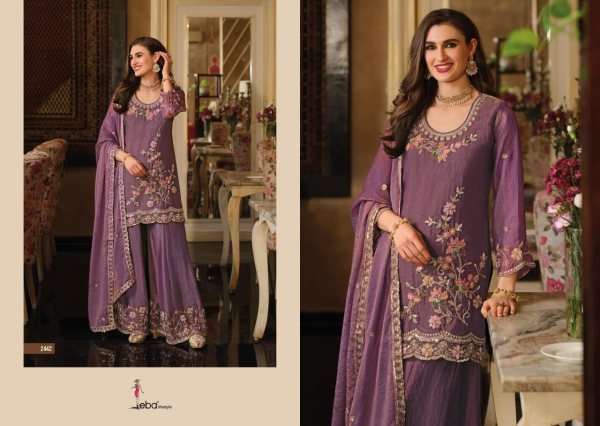 Ornate Mauve Designer Moss Silk Top and Palazzo with Matching Dupatta for Festival Designer Plazzo Salwar Suits Wholesale