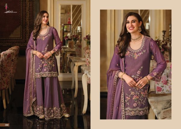 Ornate Mauve Designer Moss Silk Top and Palazzo with Matching Dupatta for Festival Designer Plazzo Salwar Suits Wholesale