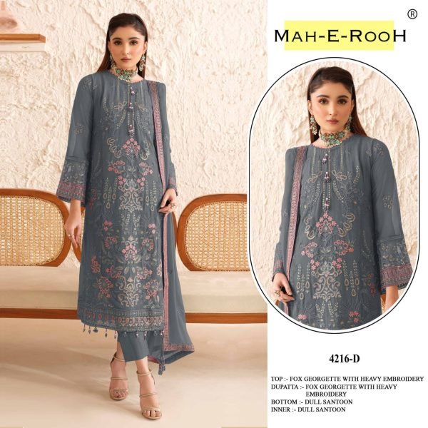 Ornate Pakistani Style Grey Salwar Kameez with Pink Embroidery  Pakistani Suits Wholesale