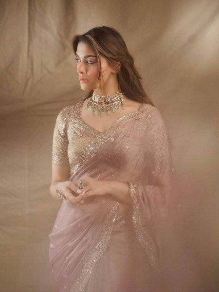 Ornate Peach Designer Tissue Salsa Crush Saree with Heavy Thread and Sequins Work Designer Wedding Sarees Wholesale