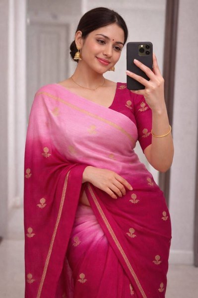 Ornate Pink Pure Soft Viscose Khadi Silk Saree with Satin Border and Jacquard Motifs Silk Sarees Wholesale