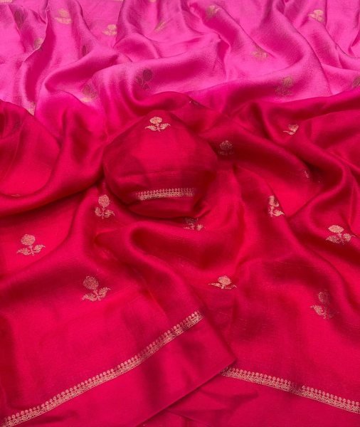 Ornate Pink Pure Soft Viscose Khadi Silk Saree with Satin Border and Jacquard Motifs Silk Sarees Wholesale