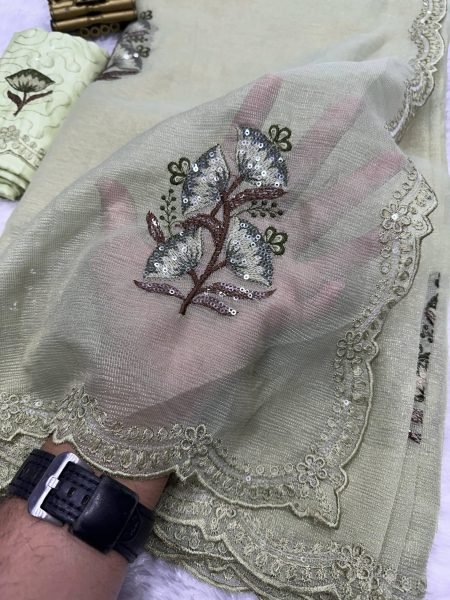 Ornate Pista Organza Saree with Multi Thread and Cutwork Work for Wedding Wear Embroidery Sarees Wholesale