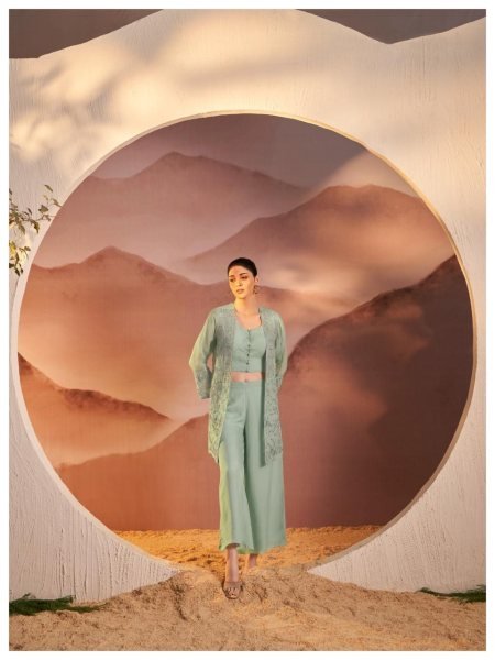 Ornate Pista Pure Organza Top and Bottom Set WIth Embroidery Work Designer Plazzo Salwar Suits Wholesale