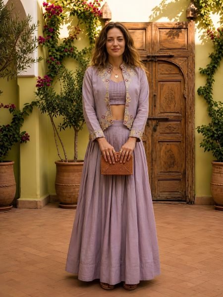 Ornate Purple Premium Zazu Silk Lehenga with Heavy Embroidery and Sequins  Lehenga