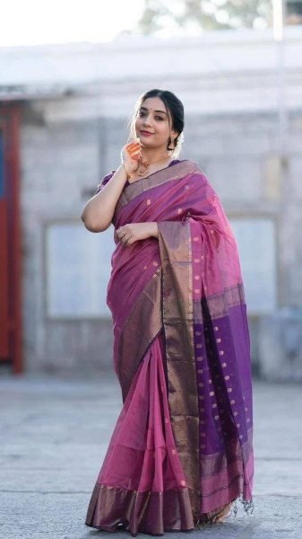 Ornate Purple Soft Silk Saree with Jacquard Border for Wedding Wear Silk Sarees Wholesale