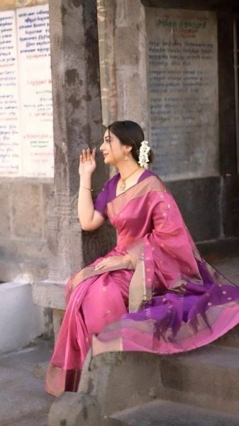 Ornate Purple Soft Silk Saree with Jacquard Border for Wedding Wear Silk Sarees Wholesale