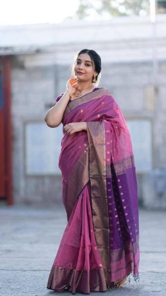 Ornate Purple Soft Silk Saree with Jacquard Border for Wedding Wear Silk Sarees Wholesale