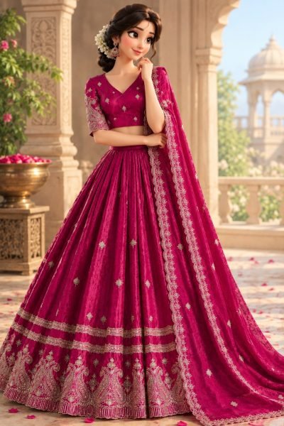 Ornate Rani Pink Designer Space Silk Lehenga Set with Fully Stitched Blouse Designer Lehenga Choli