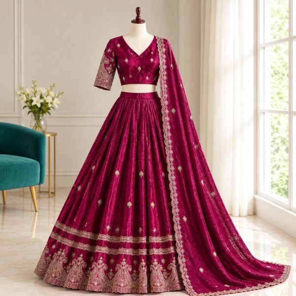 Ornate Rani Pink Designer Space Silk Lehenga Set with Fully Stitched Blouse Designer Lehenga Choli