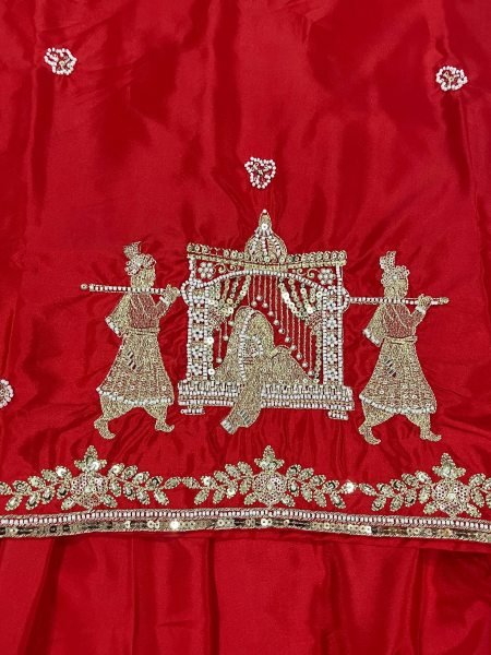 Ornate Red Designer Lehenga Choli with Sequins and Zari Work for Women Ready To Wear Collection