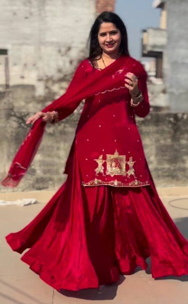 Ornate Red Designer Lehenga Choli with Sequins and Zari Work for Women Ready To Wear Collection