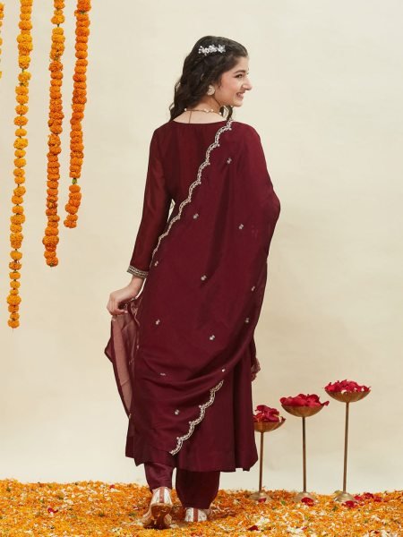 Ornate Red Fully Stitched Kids Kurti With Pant and Dupatta for International Kidswear Exporters Girls Wear